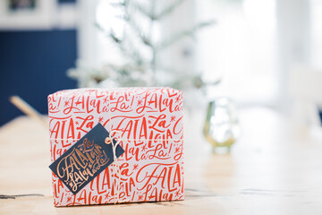 Christmas gift box on a table