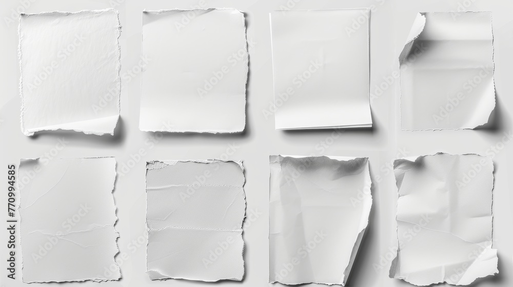 Poster the following is a collection of various blank white papers on white backgrounds. each one is shot s