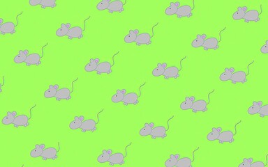 Children's cartoon pattern with mice. Pattern for children. Illustration with mice for printing on fabric, paper, bed linen, pajamas, stationery, wallpaper, notepads, dishes. Mouse art.	