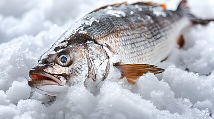 Frozen Fish Segment fish frozen seafood - obrazy, fototapety, plakaty