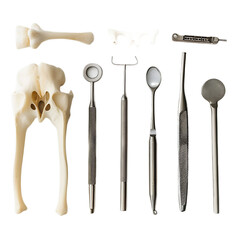 Bone grafting instruments on isolated white background - obrazy, fototapety, plakaty