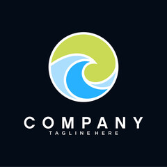 Ocean waves logo design template