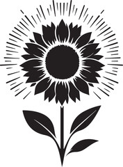 Fototapeta premium Sunflower black and white isolated icon (12).eps