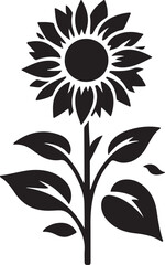 Sunflower black and white isolated icon
