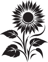 Sunflower black and white isolated icon 