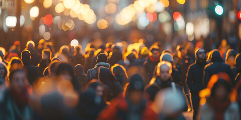 blurred defocused of unrecognized crowd people in the city street. - Powered by Adobe
