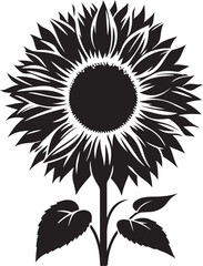 Fototapeta premium Sunflower black and white isolated icon 