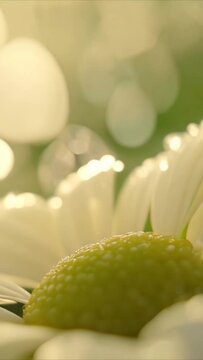 close up of a flower - white flower with dew drops - daisy flower