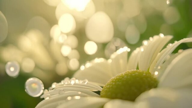white flower with dew drops - daisy flower