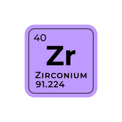 Zirconium, chemical element of the periodic table graphic design