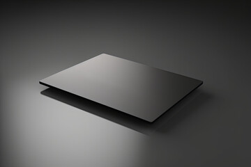 Blank business card, space for corporate text. Technological products, phones and tablets - advertising promotion. Dark gray, monochrome stylish minimalistic background.