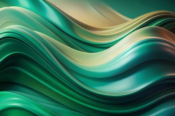 Holographic Fluid Wave Illustration Business Background, green, brown, waves, An Ethereal Journey through Fluid Dynamics and Transcendent Imagery