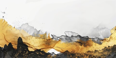 Abstract art background in black, white and gold colors