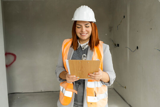Female engineer at construction site