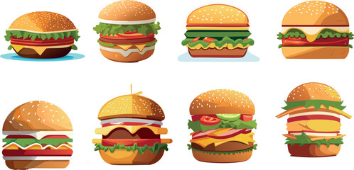 Set of vector burger illustrations