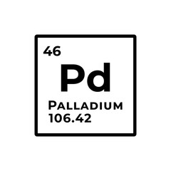 Palladium, chemical element of the periodic table graphic design