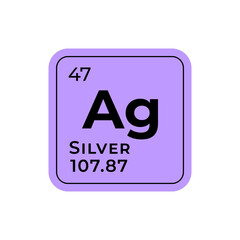 Silver, chemical element of the periodic table graphic design