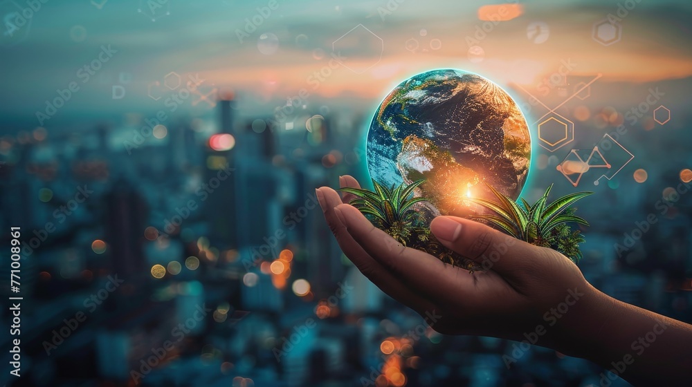 Aufkleber sustainable development goals. concept of a global communication network. environmental technology. 