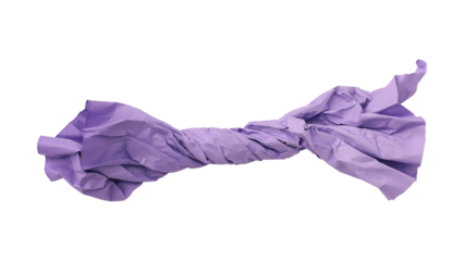 Purple crumpled paper roll isolated on transparent background