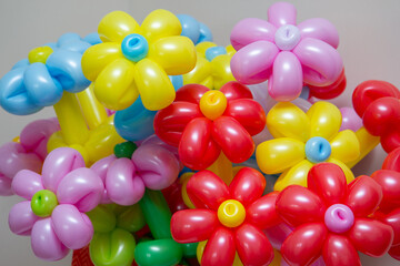bouquet of bright flowers from balloons