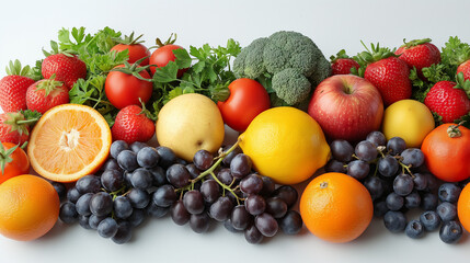 Naklejka na ściany i meble Assortment of fresh fruits and vegetables