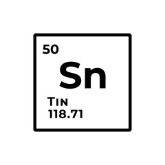 Tin, chemical element of the periodic table graphic design