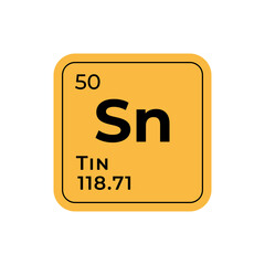 Tin, chemical element of the periodic table graphic design