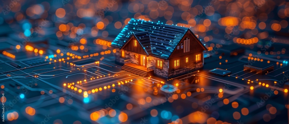 Leinwandbilder Engineering development of smart house software. CAD design of smart buildings. Setting up IOT scenarios.