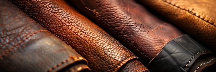 close up of different leather materials