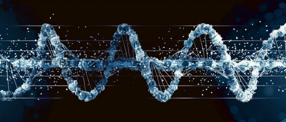 Abstract digital background with dark and blue colors. Big data digital code for DNA biology, data transmission and communication. Futuristic idea of information technology. - obrazy, fototapety, plakaty