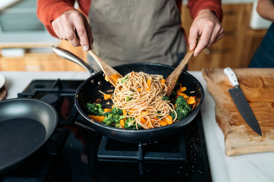 Healthy Veggie Stir-Fry on Kitchen Stove