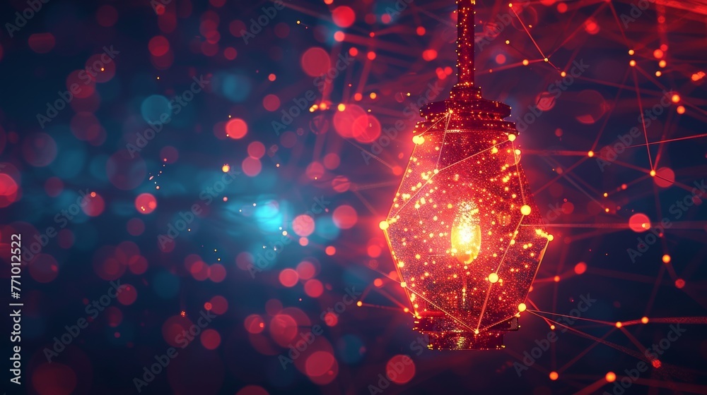 Aufkleber a glowing abstract lamp. isolated illustration. abstract geometric background. wireframe light conne