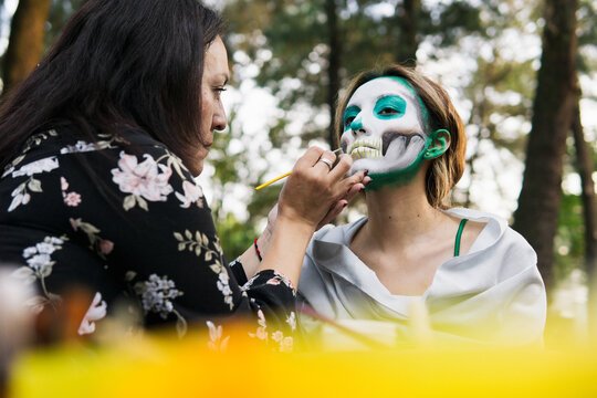 Professional make-up artist at work.