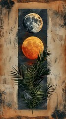 Moonlit Palm Tree Painting