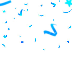 Blue confetti pop. Celebration carnival ribbon. Luxury greeting card 