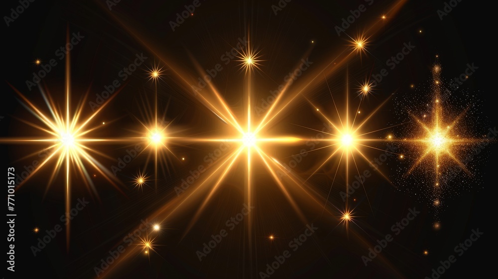 Aufkleber glowing lights isolated on transparent background. sun flash with light rays. glow light effect. sta