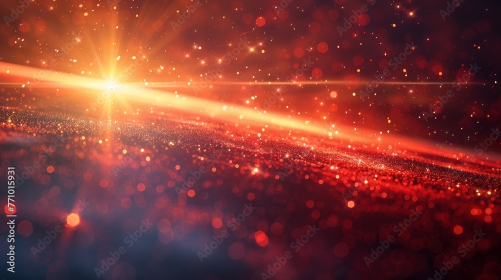 Poster this set of vertical red lens flares is a combination of laser beams, horizontal light rays and brig