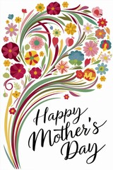 Mothers Day Card With Flowers and Tree