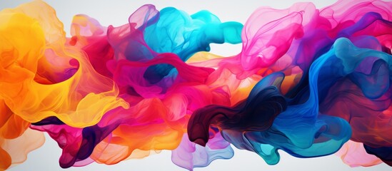 A vibrant mix of purple, violet, magenta, and electric blue smoke creates a beautiful art piece on...