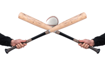 hand holding baseball bat and ball