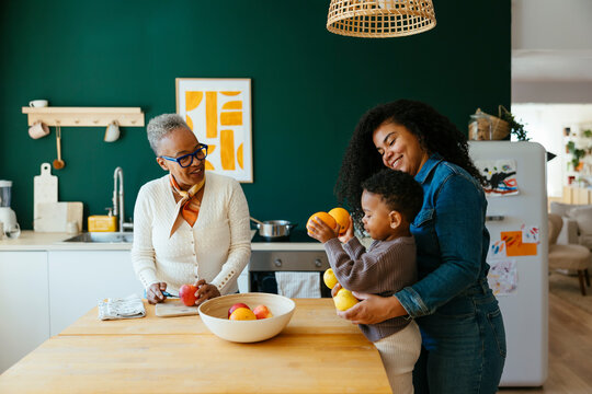 Family spending time together at home
