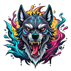 head, animal, vector, wolf, tattoo, tiger, lion, wild, illustration, dog, cartoon