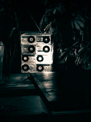Retro beats. cassette demo tapes  lamp. Music inspired room decoration.