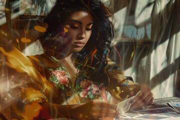 Woman, tarot cards, fortune telling. Mystic. Magic. Magic. Paranormal.