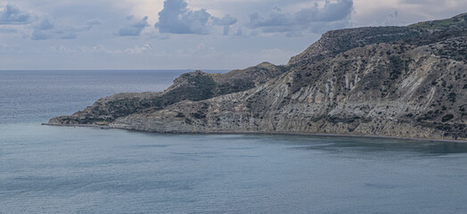 View of the stunning Pissouri Bay, the popular tourist resort of the village of Pissouri, as seen...