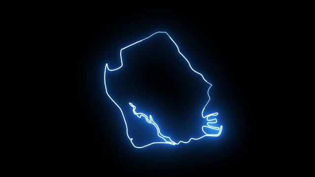 Sekondi-Takoradi map in ghana with glowing neon effect