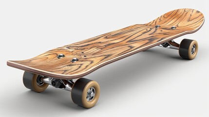 A realistic icon of a trendy skateboard against a white background is presented in vector format, illustrating contemporary skateboarding culture.