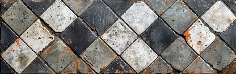 Vintage Patchwork Chessboard Lozenge Wall Texture Background
