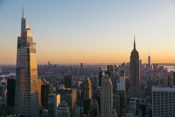 Skyscrapers of New York at sunset