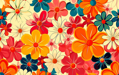 Obraz premium Vintage colorful flowers seamless wallpaper. endless decorative texture. decorative element.